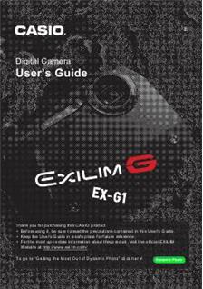 Casio Exilm EX G1 manual. Camera Instructions.